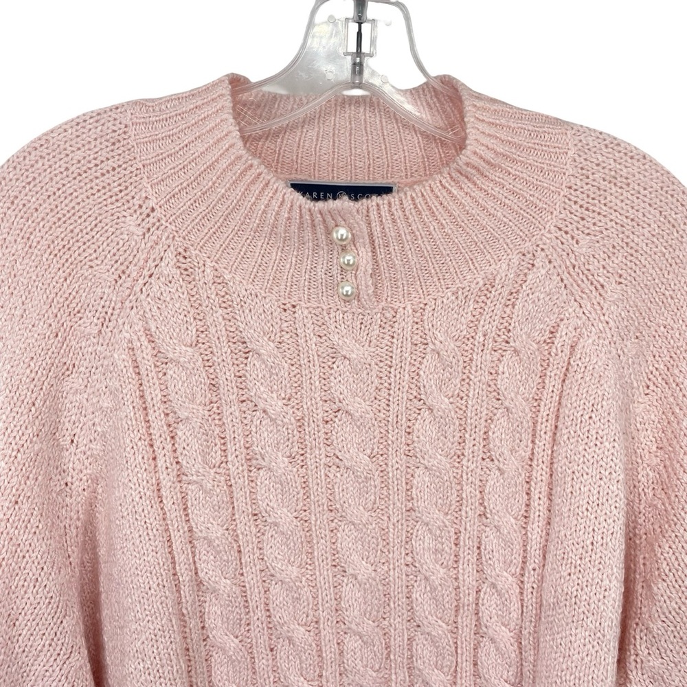 Karen Scott Women's Pink Cable Knit Sweater Size 2X - Picture 2 of 7